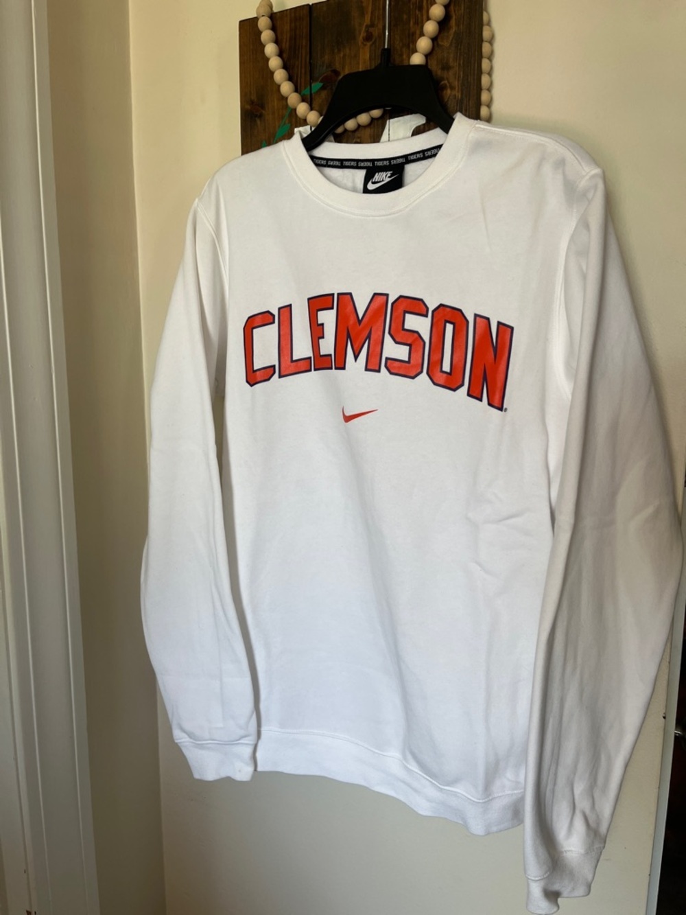 Clemson Nike White Crewneck Pullover Sweatshirt, Size M - Picture 2 of 6